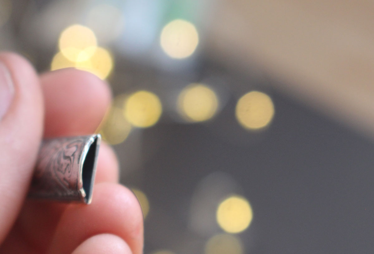 Poppy flower case, tubular botanical and aromatherapy pendant in silver