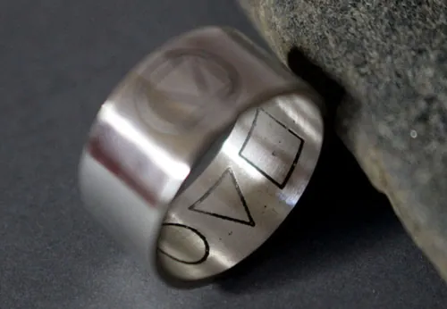 Prism, triangle square circle ring in sterling silver