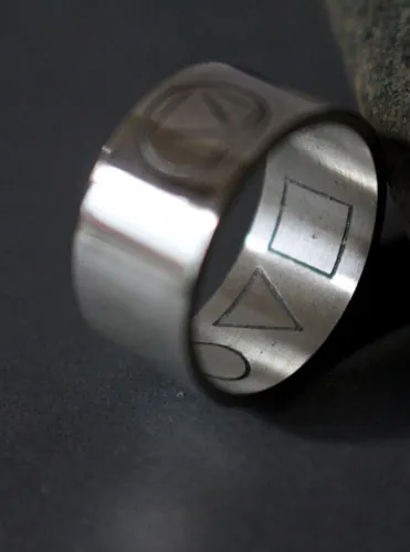 Prism, triangle square circle ring in sterling silver