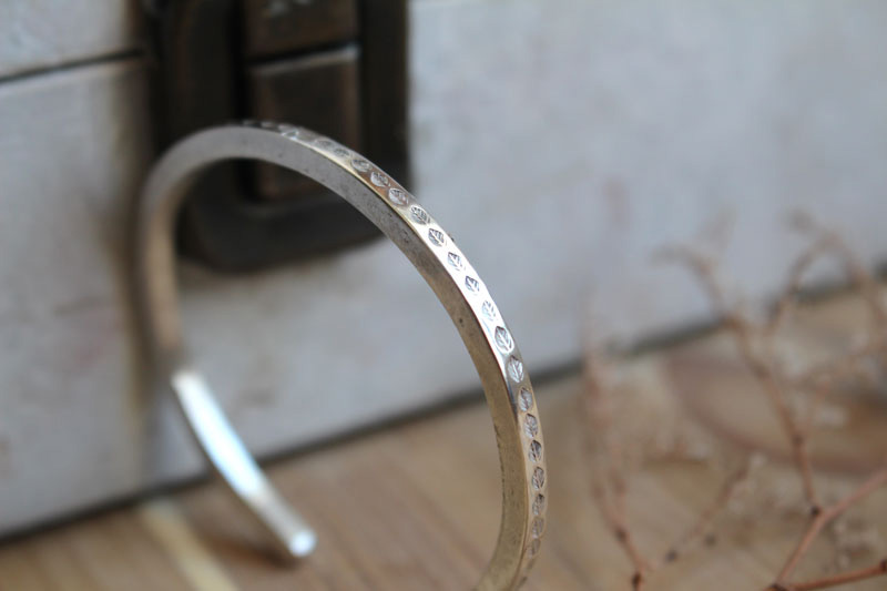 Path of leaves, bucolic stroll bracelet in silver