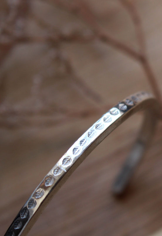 Path of leaves, bucolic stroll bracelet in silver