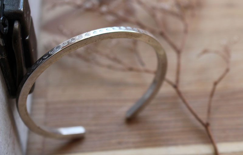 Path of leaves, bucolic stroll bracelet in silver