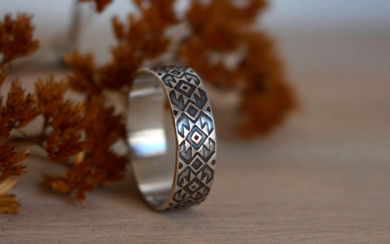 Perception, Zapotec diamond ring in sterling silver