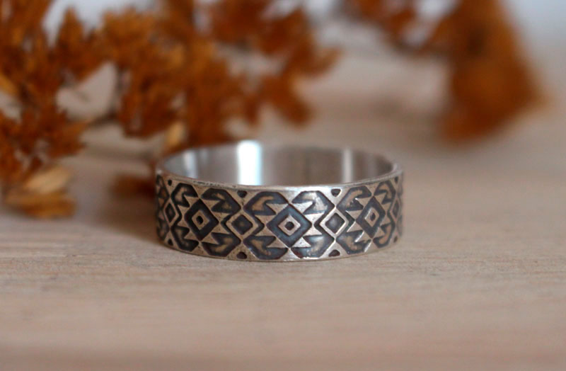 Perception, Zapotec diamond ring in sterling silver