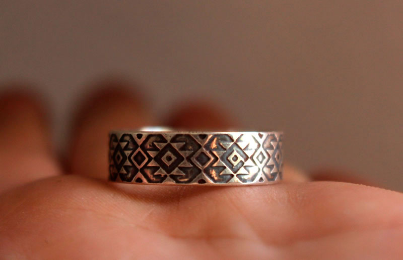 Perception, Zapotec diamond ring in sterling silver