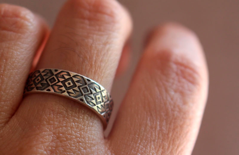 Perception, Zapotec diamond ring in sterling silver