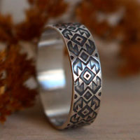 Perception, zapotec diamond ring in sterling silver