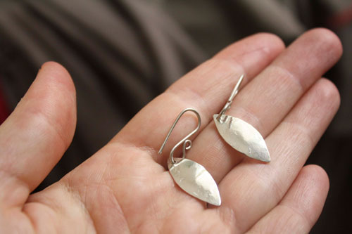 Petals, flower petal earrings in sterling silver