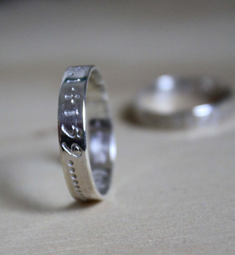 Pi wedding bands, symbol of infinity ring in sterling silver
