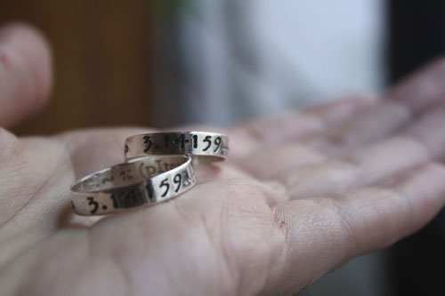 Pi wedding bands, symbol of infinity ring in sterling silver