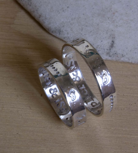 Pi wedding bands, symbol of infinity ring in sterling silver