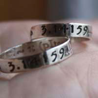 Pi wedding bands, symbol of infinity ring in sterling silver