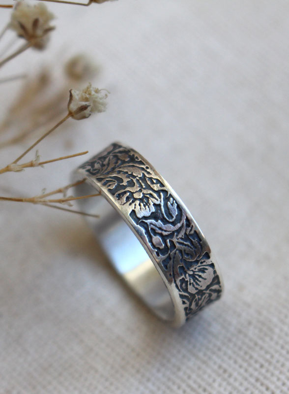 Poppy, poppy flower ring in silver