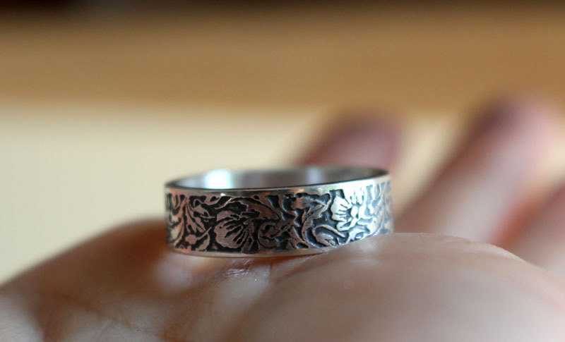 Poppy, poppy flower ring in silver