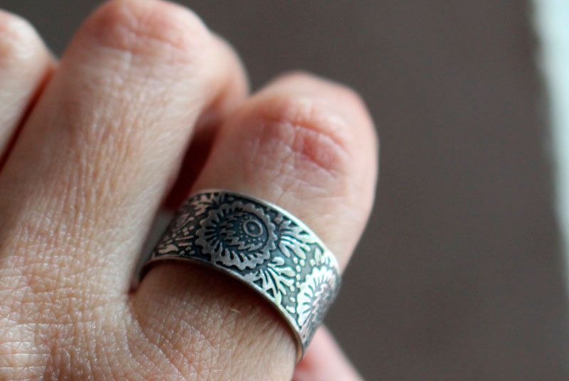 Protea, flower ring in sterling silver