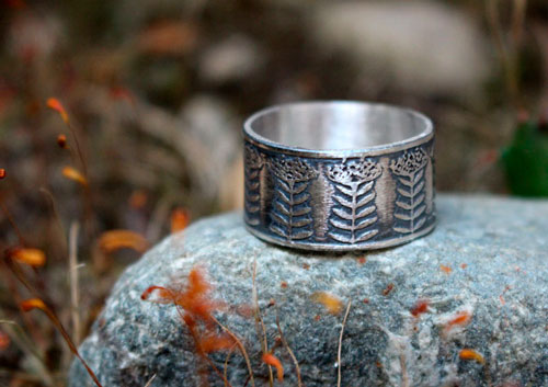 Queen Anne’s lace, umbel flower ring in sterling silver