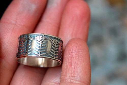 Queen Anne’s lace, umbel flower ring in sterling silver