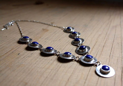 Queen of the Nile, Egyptian necklace in silver and lapis lazuli