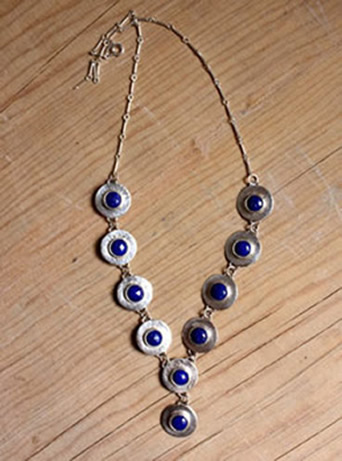 Queen of the Nile, Egyptian necklace in silver and lapis lazuli