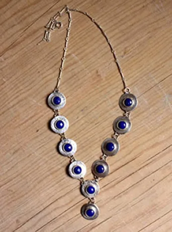Queen of the Nile, Egyptian necklace in silver and lapis lazuli