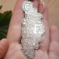 Quiquiztli, Maya musical conch pendant in sterling silver