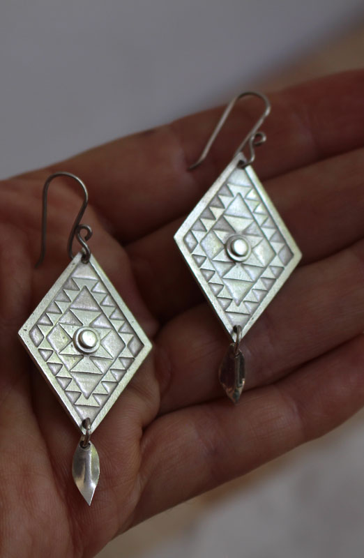 Quetzaly, mexican diamond earrings in silver