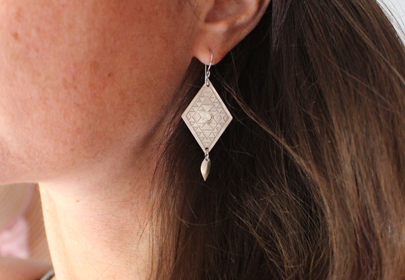 Quetzaly, mexican diamond earrings in silver