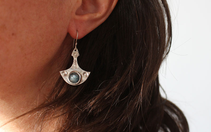 Rebirth, renewal earrings in sterling silver and kyanite