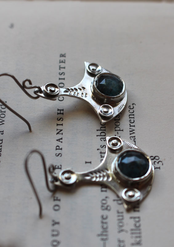 Rebirth, renewal earrings in sterling silver and kyanite