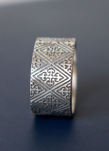 Richard the Lionheart, medieval crest cross ring in silver