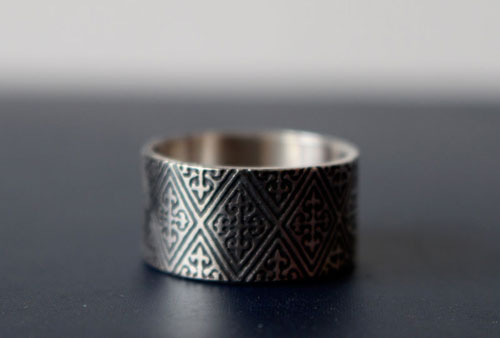 Richard the Lionheart, medieval crest cross ring in silver