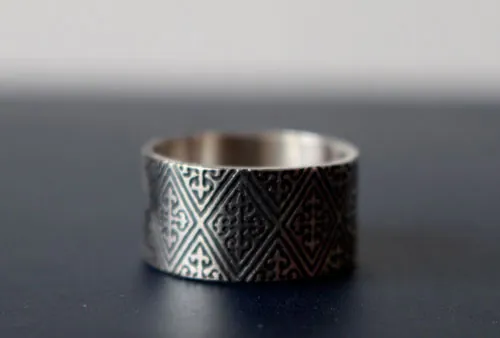 Richard the Lionheart, medieval crest cross ring in silver