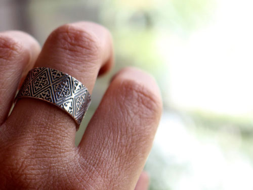 Richard the Lionheart, medieval crest cross ring in silver