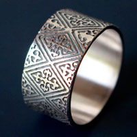 Richard the Lionheart, medieval crest cross ring in silver