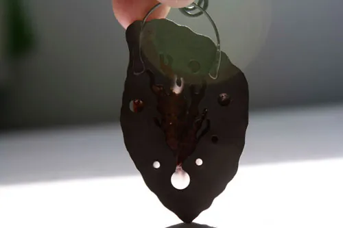 Rising tide, red seaweed pendant in silver and Maury Mountains agate