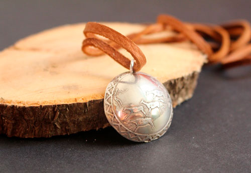 Rock Art, Prehistoric hunting scene necklace in silver