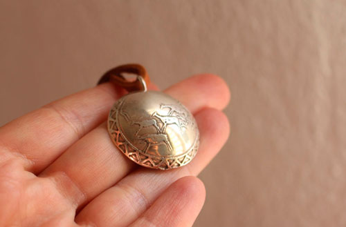Rock Art, Prehistoric hunting scene necklace in silver