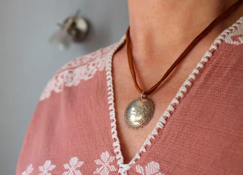Rock Art, Prehistoric hunting scene necklace in silver