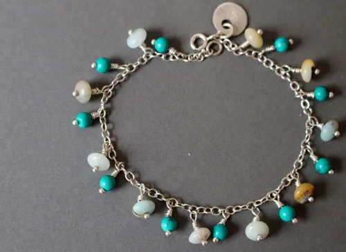 Root, tropical waters bracelet in silver, amazonite and turquoise