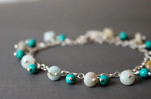 Root, tropical waters bracelet in silver, amazonite and turquoise