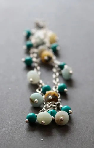 Root, tropical waters bracelet in silver, amazonite and turquoise