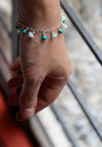 Root, tropical waters bracelet in silver, amazonite and turquoise