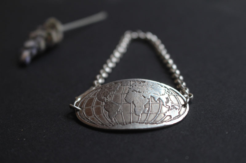 Roots, world map bracelet in sterling silver