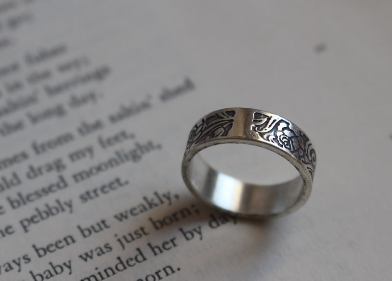 Rose, romantic rose flower ring in sterling silver