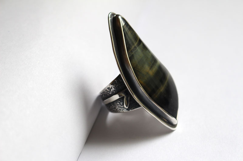 Runes of life, nordic ring in sterling silver and tiger eye