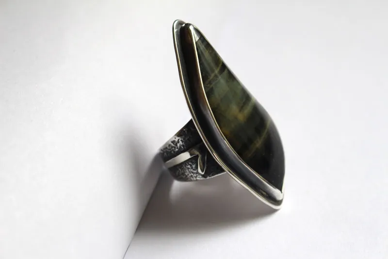 Runes of life, nordic ring in sterling silver and Tiger’s Eye