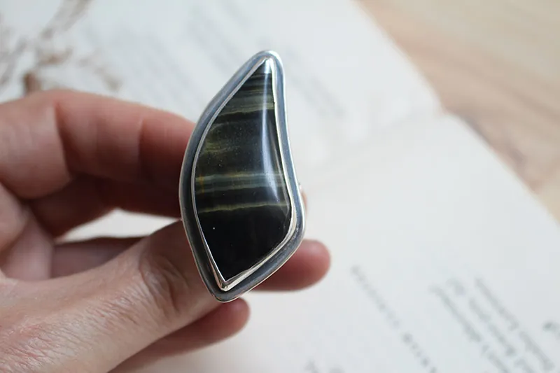 Runes of life, nordic ring in sterling silver and Tiger’s Eye