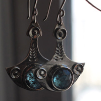 Re birth, renew earrings in sterling silver and kyanite