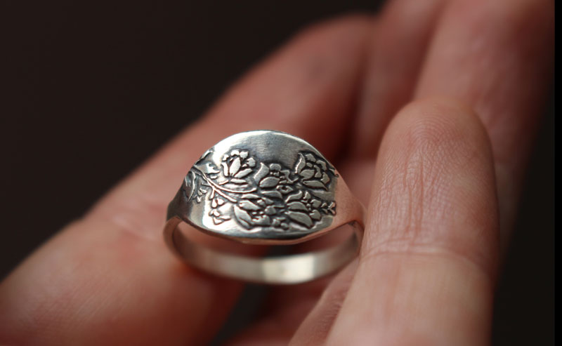 Rose garden, flower ring in sterling silver