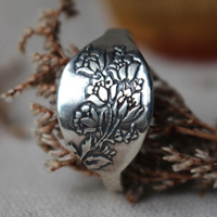 Rose garden, flower ring in sterling silver